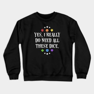 Yes I Really Do Need These Polyhedral Dice Set Tabletop RPG Vault Crewneck Sweatshirt